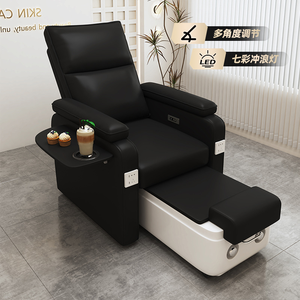Nuevo Sillón de Pedicura Eléctrico Reclinable con Masaje Térmico y Drenaje Automático sin Tuberías, Plataforma Negra y Morada para Salón de Uñas, Fabricado en China - Product Image 4