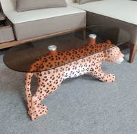 Sculpture de table unique en résine, motif léopard, art animal réaliste pour les espaces de vie