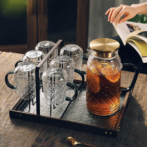 Juego de jarra de agua de vidrio con 6 vasos, capacidad de 1.5L para bebidas frías, uso en verano - Product Image 1