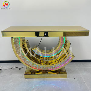 Table console en diamant miroir doré LED <span class=keywords><strong>pour</strong></span> salon, hôtel, mariage - Product Image 2