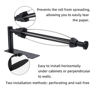 Porte-serviettes en acier inoxydable, support mural adhésif sans perçage pour salle de bain, porte-papier toilette, rangement de cuisine - Product Image 4