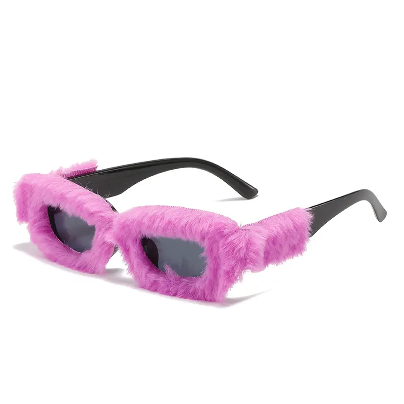 ADE WU XY9329 peluche divertenti occhiali da sole da donna alla moda quadrati Fuzzy occhiali da festa adorabili occhiali per ragazze