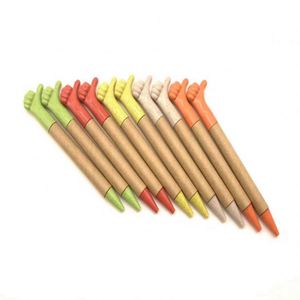 3D Thumbs Shape Tube Twist Eco Friendly Wheat Straw Paper Ball Pen - Product Image 1