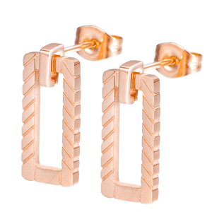 Rose Gold Geometric Rectangle <b>Stud</b> <b>Earrings</b> 17MM Zinc Alloy Fashion Jewelry For Women - Product Image 1