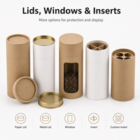 Low MOQ Custom Paper Tube Packaging Printed Rigid Cardboard Cylinder Box with Logo for Small Business Sample and Trial Orders