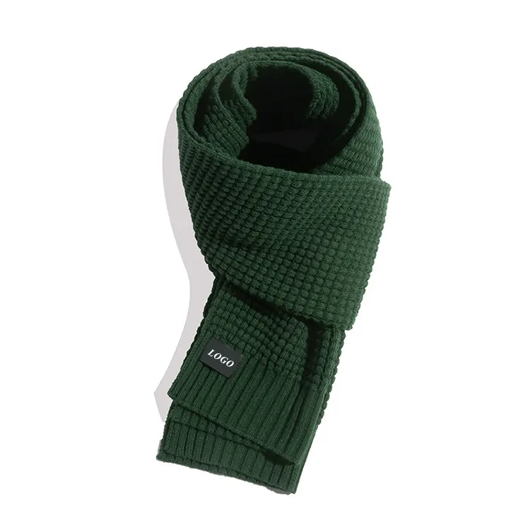 OEM Gentle mens knitting scarf winter custom make business men warm cotton woolen cashmere links stretch knit scarves