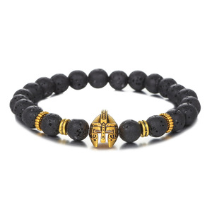 Pulsera extensible tejida a mano micro circón con piedra de <span class=keywords><strong>lava</strong></span> volcánica negra personalizada al por mayor - Product Image 4