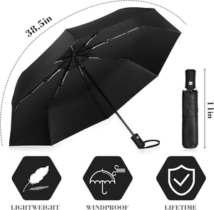 <span class=keywords><strong>Parapluie</strong></span> <span class=keywords><strong>de</strong></span> voyage compact coupe-vent à ouverture et fermeture automatiques, pliable en 3 sections, pour hommes et femmes - Product Image 4