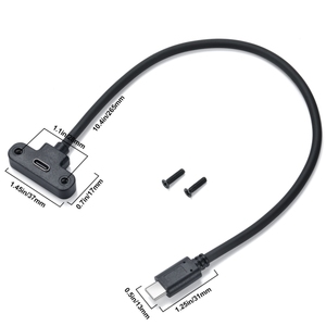 0.3m 3A T nero a forma di USB C cavo di montaggio a gomito tipo C maschio a femmina cavo di prolunga USB con blocco a vite - Product Image 2