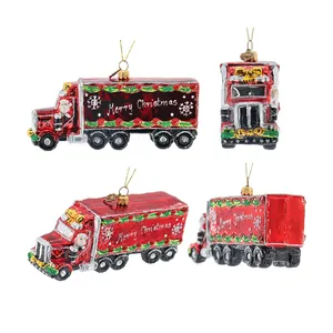 Zhengtian Árvore De Natal Pingente Criativo Mini Caminhão De Vidro Artesanato Decoração Festival Pendurado Ornamentos Casa Decorações De Natal