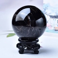 Boule de cristal noire naturelle pour porche, salon, bureau, ornements Feng Shui, emballage en boîte cadeau chinoise, fabricants, vente en gros