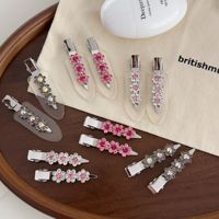 Pince à cheveux transparente faite à la main de style coréen avec strass, petite pince à frange en métal de luxe léger pour femme