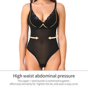 Body moldeador sin espalda de encaje Sexy de talla grande, Tanga de una pieza, sujetador con escote en V profundo, <span class=keywords><strong>faja</strong></span> <span class=keywords><strong>para</strong></span> mujer, <span class=keywords><strong>vestido</strong></span> de noche, moldeador de cuerpo - Product Image 2