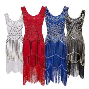 <span class=keywords><strong>Robe</strong></span> <span class=keywords><strong>de</strong></span> cocktail élégante à franges <span class=keywords><strong>de</strong></span> sequins, prête à être expédiée, en polyester, sequins géométriques, longueur genou, pour mariage, fête, club - Product Image 3