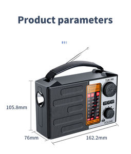 Factory Black Portable 3 Band FM AM SW Radio with Leather Handle <b>USB</b> TF MP3 <b>Player</b> 1000mAh-1999m Rechargeable Outdoor Home Radio - Product Image 2