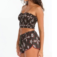 Ensemble haut bandeau et short en rayonne de luxe sur mesure, imprimé hawaïen estival de haute qualité