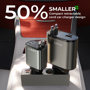 Lisen 2025 nâng cấp 84W sạc nhanh sạc xe hơi có thể thu vào USB C xe Adapter với cáp cho iPhone 17 Samsung S25 - Product Image 3