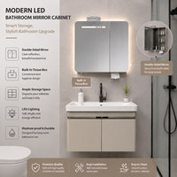 Meuble de salle de bain suspendu avec miroir LED, armoire de rangement intelligente, design moderne, pour hôtel, garantie 3 ans, fournisseur OEM ODM