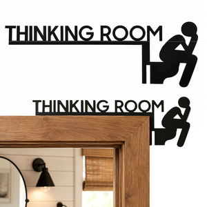 Metal Thinking Room Sign Black <b>Wall</b> Decor Bathroom Door Lintel Home Decor Hanging Item - Product Image 3