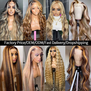 Europese Haar Dubbel Getrokken Wave Ombre Blonde Haarwerken voor Vrouwen Cuticle Aligned Transparante HD Haarwerken met Kant Voorkant - Product Image 5