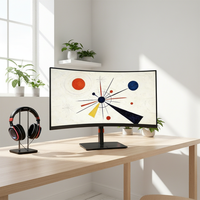 Moniteur de jeu incurvé LED personnalisé en usine, 27 pouces, 180 Hz, haute définition 2K, pour ordinateur de bureau, avec temps de réponse de 2 ms et angle de vision de 178 degrés