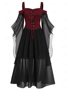 Robe de Cour Vintage Cosplay <span class=keywords><strong>Moyen</strong></span> Âge Reine Halloween Robe de Fête de Carnaval Adulte Robe Rétro Deluxe - Product Image 4