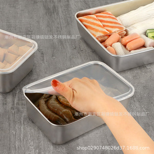 Boîte de conservation alimentaire carrée en acier inoxydable avec couvercle pour réfrigérateur et service de plats froids, qualité 304, plusieurs tailles disponibles - Product Image 3