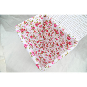 <b>White</b> Floral Fabric Storage <b>Basket</b> Square Cotton Wicker <b>Laundry</b> Organizer For Clothing - Product Image 4
