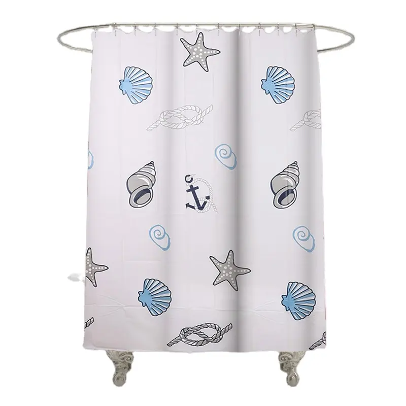 Wholesale Waterproof PEVA Bathroom Shower Curtain Set Whale Ocean Style Printed Bath Curtain