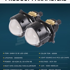 Sanvi Automotive 60W 3.0 Inch S3 Bi-<b>led</b> Bi <b>Led</b> <b>Projector</b> Lens Car Headlight Bulb Automotive Auto Car Front <b>LED</b> Headlamps Upgrade - Product Image 4