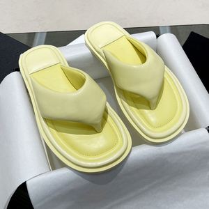 Tongs compensées imprimées style français pour <span class=keywords><strong>femme</strong></span> en <span class=keywords><strong>cuir</strong></span> véritable, légères, respirantes, décontractées, de plage, de créateur, imperméables à semelle épaisse - Product Image 1