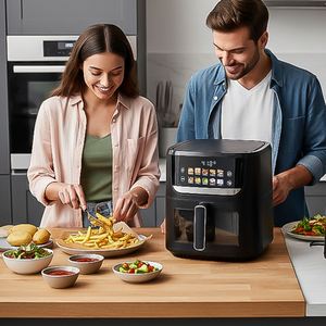 Friteuse à air multifonctionnelle économique avec grand écran couleur tactile, 10 menus, grande capacité réelle de 7 L, sans huile, pour usage familial - Product Image 3