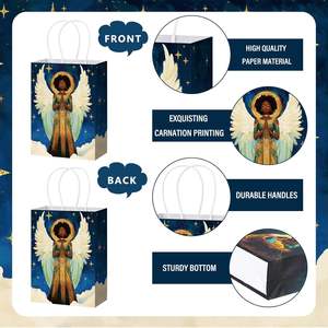 Assortiment de sacs de Noël religieux afro-américains avec poignée, scène de la Nativité de Jésus noir, sacs cadeaux en papier pour friandises - Product Image 3