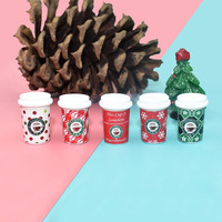 Breloque en résine en forme de mini tasse à café 3D de Noël, Cabochon en résine, Jouet pour maison de poupée, Décoration de simulation alimentaire amusante pour DIY