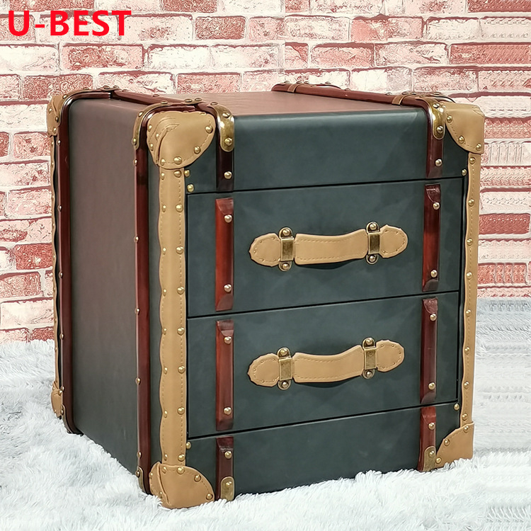 U-BEST в американском стиле лофт угловая креативная прикроватная тумбочка из коровьей кожи винтажная промышленная коробка для хранения с заклепками