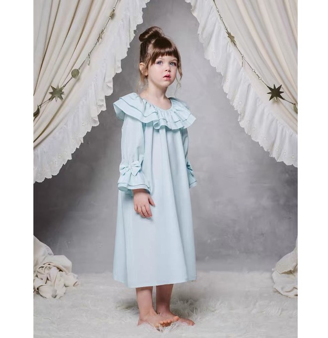 Sunny Baby, индивидуальная Новинка 2021, домашнее платье для девочек с длинным рукавом и шелковой ночнушкой