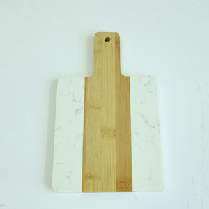 <span class=keywords><strong>Planche</strong></span> <span class=keywords><strong>de</strong></span> service rectangulaire en bambou et marbre écologique pour charcuterie, fromages et viandes – Idéale pour les réceptions - Product Image 1