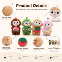 Porte-clés Singe en Peluche Personnalisé, Créatif, Mini, en Forme de Fraise, Banane, Pêche, Kiwi, Super Doux, Rempli de Coton PP