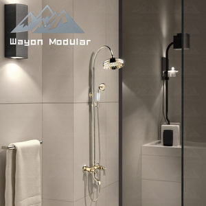 Système <span class=keywords><strong>de</strong></span> douche mural <span class=keywords><strong>de</strong></span> luxe Wayon en or, ensemble <span class=keywords><strong>de</strong></span> douche à effet pluie avec douchette à main - Product Image 4