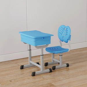 Conjunto de Silla y Escritorio para Estudiantes Lin Ying, Altura Ajustable, Diseño Moderno Azul, para Uso Escolar - Product Image 1