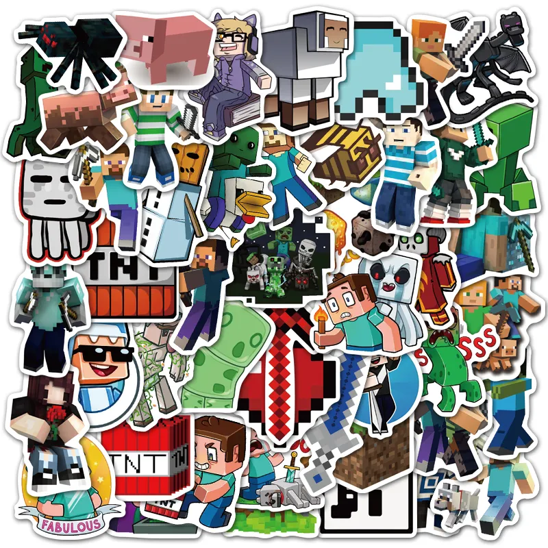 50PCS Minecrafted Stickers Gaming Graffiti Stickers for DIY Helmet Water Bottles Bicycle Book Guitar Waterproof Vinyl Sticker