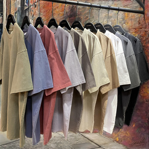 <b>Oversized</b> Acid Wash Vintage Knitted 100% Cotton Breathable Eco-Friendly Unisex Boxy Fit Digital Print Front 250GSM Blank - Product Image 2