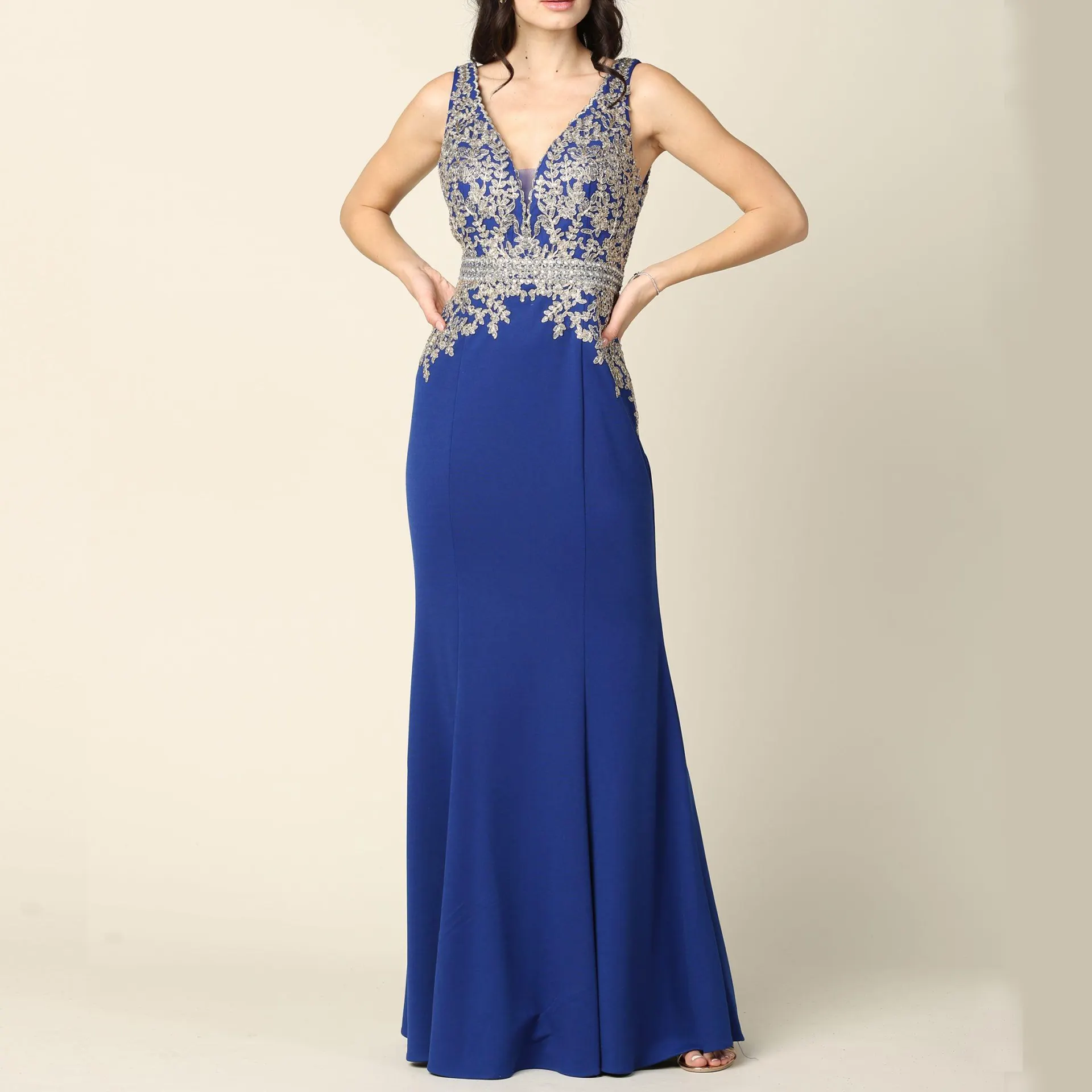 Personalizza il colore guaina con perline elegante scollo a v con paillettes senza maniche nero rosso madre della sposa abiti blu Navy per il matrimonio