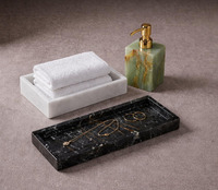 Plateau à serviettes peu profond en marbre blanc, boîte de présentation rectangulaire, support décoratif pour serviettes de toilette ou d'invité pour salle de bain, maison, cadeaux