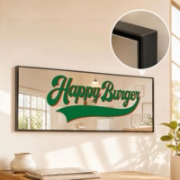 Miroir à cadre en aluminium, dos en acier inoxydable, logo décoratif suspendu, miroir d'intérieur pour magasin, plaque publicitaire promotionnelle