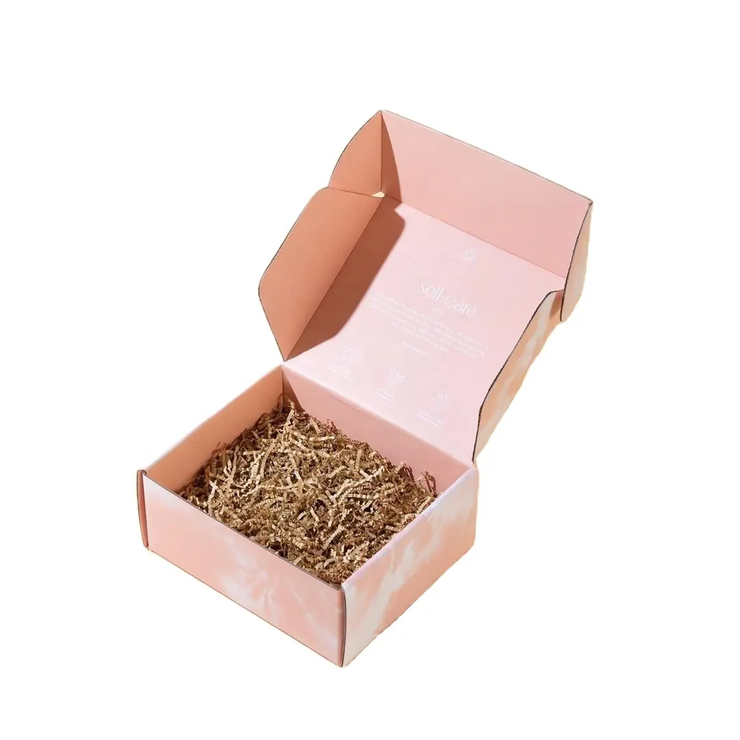 कस्टम ब्रांड लोगो मुद्रण गुलाबी कस्टम नालीदार शिपिंग बॉक्स गुलाबी रंग लोगो प्रिंट ताला मेलर पैकेजिंग मेलिंग बॉक्स