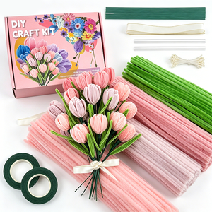 วัสดุงานฝีมือ DIY สีสันสดใสสำหรับโครงการการศึกษาในโรงเรียน ท่อเชนิลล์ขนาด 10 มม. สำหรับตกแต่งทำมือและงานศิลปะจากท่อเชนิลล์ - Product Image 1