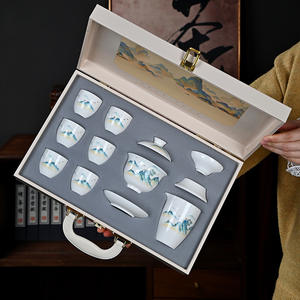 Wenchang Qianlijiang Goat Fat Jade Kung Fu Tea Set White Porcelain With <b>Lid</b> Business <b>Gifts</b> High End <b>Gift</b> <b>Box</b> - Product Image 2