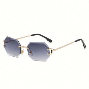 Gafas de Sol de Moda con Logotipo Personalizado, Gafas de Sol Poligonales sin Montura para Hombre, Corte de Diamante, Montura Pequeña Cuadrada, Gafas de Sol para Hombre y Mujer - Product Image 4