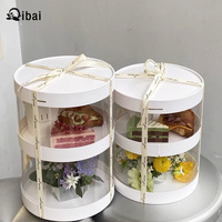 Qibai Double clair rond Cupcake boîte à fleurs artisanat recyclable pour anniversaire pâtisserie Dessert fleur affichage